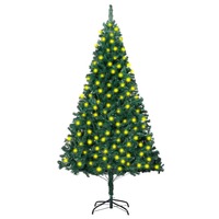 Artificial Christmas Tree with LEDs&Thick Branches Green 210 cm