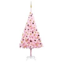 Artificial Christmas Tree with LEDs&Ball Set Pink 240 cm PVC