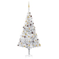 Artificial Christmas Tree with LEDs&Ball Set Silver 240 cm PET