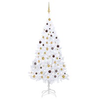 Artificial Christmas Tree with LEDs&Ball Set White 210 cm PVC
