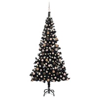 Artificial Christmas Tree with LEDs&Ball Set Black 240 cm PVC