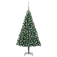 Artificial Christmas Tree with LEDs&Ball Set Green 210 cm PVC