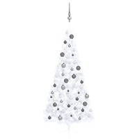 Artificial Half Christmas Tree with LEDs&Ball Set White 240 cm