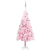 Artificial Christmas Tree with LEDs&Ball Set Pink 150 cm PVC