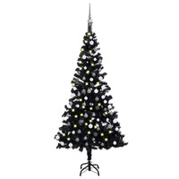 Artificial Christmas Tree with LEDs&Ball Set Black 150 cm PVC