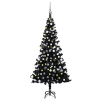 Artificial Christmas Tree with LEDs&Ball Set Black 180 cm PVC