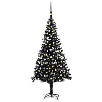 Artificial Christmas Tree with LEDs&Ball Set Black 240 cm PVC