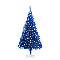 Artificial Christmas Tree with LEDs&Ball Set Blue 120 cm PVC