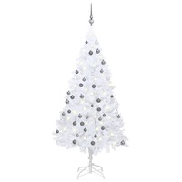 Artificial Christmas Tree with LEDs&Ball Set White 180 cm PVC