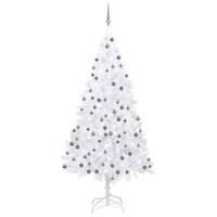 Artificial Christmas Tree with LEDs&Ball Set White 210 cm PVC