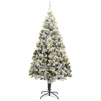 Artificial Christmas Tree with LEDs&Flocked Snow Green 300 cm PVC