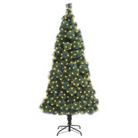 Artificial Christmas Tree with LEDs&Stand Green 210 cm PET