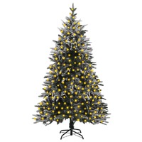 Artificial Christmas Tree with LEDs&Flocked Snow 210 cm PVC&PE