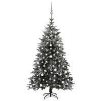 Artificial Christmas Tree LED&Ball Set&Flocked Snow 180 cm PVC&PE