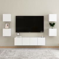 6 Piece TV Cabinet Set White Chipboard