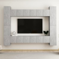 10 Piece TV Cabinet Set Concrete Grey Chipboard
