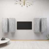 TV Cabinets 4 pcs Concrete Grey 30.5x30x90 cm Chipboard