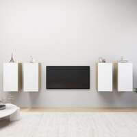 TV Cabinets 4 pcs White and Sonoma Oak 30.5x30x60 cm Chipboard