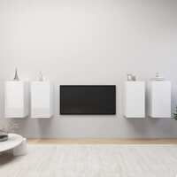 TV Cabinets 4 pcs High Gloss White 30.5x30x60 cm Chipboard