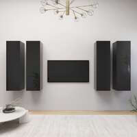 TV Cabinets 4 pcs High Gloss Black 30.5x30x110 cm Chipboard