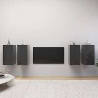 TV Cabinets 4 pcs High Gloss Grey 30.5x30x60 cm Chipboard