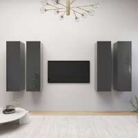 TV Cabinets 4 pcs High Gloss Grey 30.5x30x110 cm Chipboard