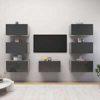 TV Cabinets 7 pcs High Gloss Grey 30.5x30x60 cm Chipboard