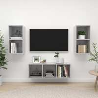 3 Piece TV Cabinet Set Concrete Grey Chipboard