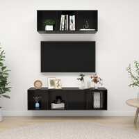 2 Piece TV Cabinet Set High Gloss Black Chipboard