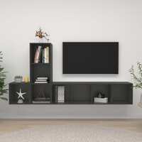 3 Piece TV Cabinet Set Grey Chipboard