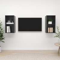 Wall-mounted TV Cabinets 2 pcs High Gloss Grey Chipboard