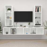 Wall-mounted TV Cabinets 4 pcs White Chipboard