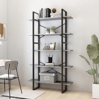 5-Tier Book Cabinet Concrete Grey 100x30x175 cm Chipboard