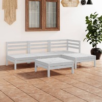 5 Piece Garden Lounge Set Solid Pinewood White