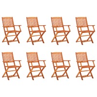Folding Garden Chairs 8 pcs Solid Eucalyptus Wood
