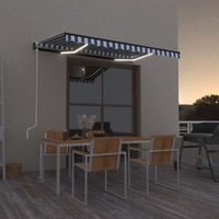 Automatic Awning with LED&Wind Sensor 350x250 cm Blue and White