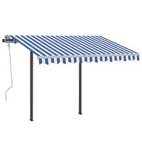Automatic Awning with LED & Wind Sensor 3x2.5 m Blue and White
