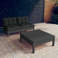 3 Piece Garden Lounge Set with Anthracite Cushions Pinewood