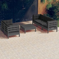 6 Piece Garden Lounge Set with Anthracite Cushions Pinewood