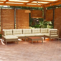 8 Piece Garden Lounge Set with Cushions Honey Brown Pinewood