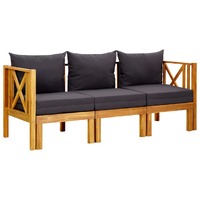 3-Seater Garden Bench with Cushions 179 cm Solid Acacia Wood