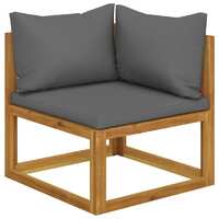 Sectional Corner Sofa & Dark Grey Cushion Solid Acacia Wood