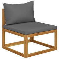 Sectional Middle Sofa & Dark Grey Cushion Solid Acacia Wood