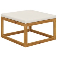 Footrest with Cream White Cushion Solid Acacia Wood