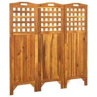 3-Panel Room Divider 121x2x120 cm Solid Acacia Wood