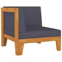 Sectional Corner Sofa and Dark Grey Cushions Solid Acacia Wood