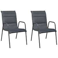 Stackable Garden Chairs 2 pcs Steel and Textilene Black