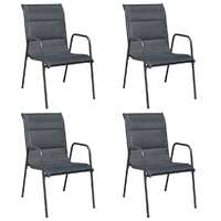 Stackable Garden Chairs 4 pcs Steel and Textilene Black