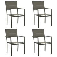 Garden Chairs 4 pcs Textilene and Steel Grey and Anthracite
