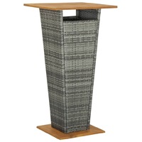 Bar Table Grey 60x60x110 cm Poly Rattan and Solid Acacia Wood